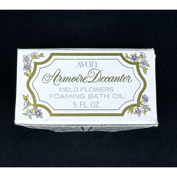 Avon Armoire Decanter Field Flowers Foaming Bath Oil Empty Bottle Milk Glass Vtg - Picture 4 of 16